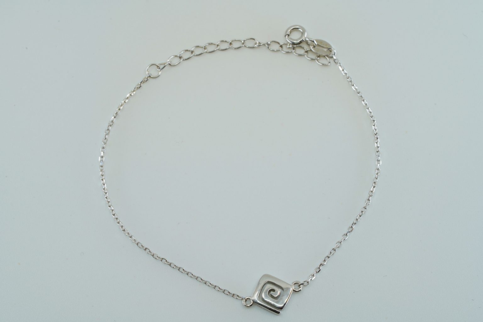 Vintage Sterling Silver Greek Key Link Bracelet 7